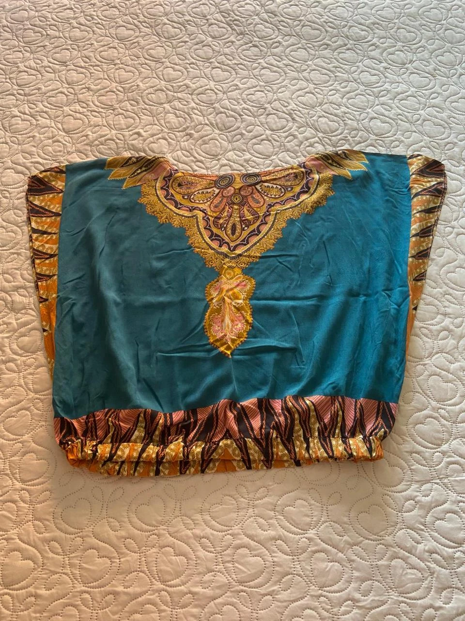 Blusón, caftán estilo étnico, azul turquesa y dorado - SuiteBlanco. Talla Única – photo 8